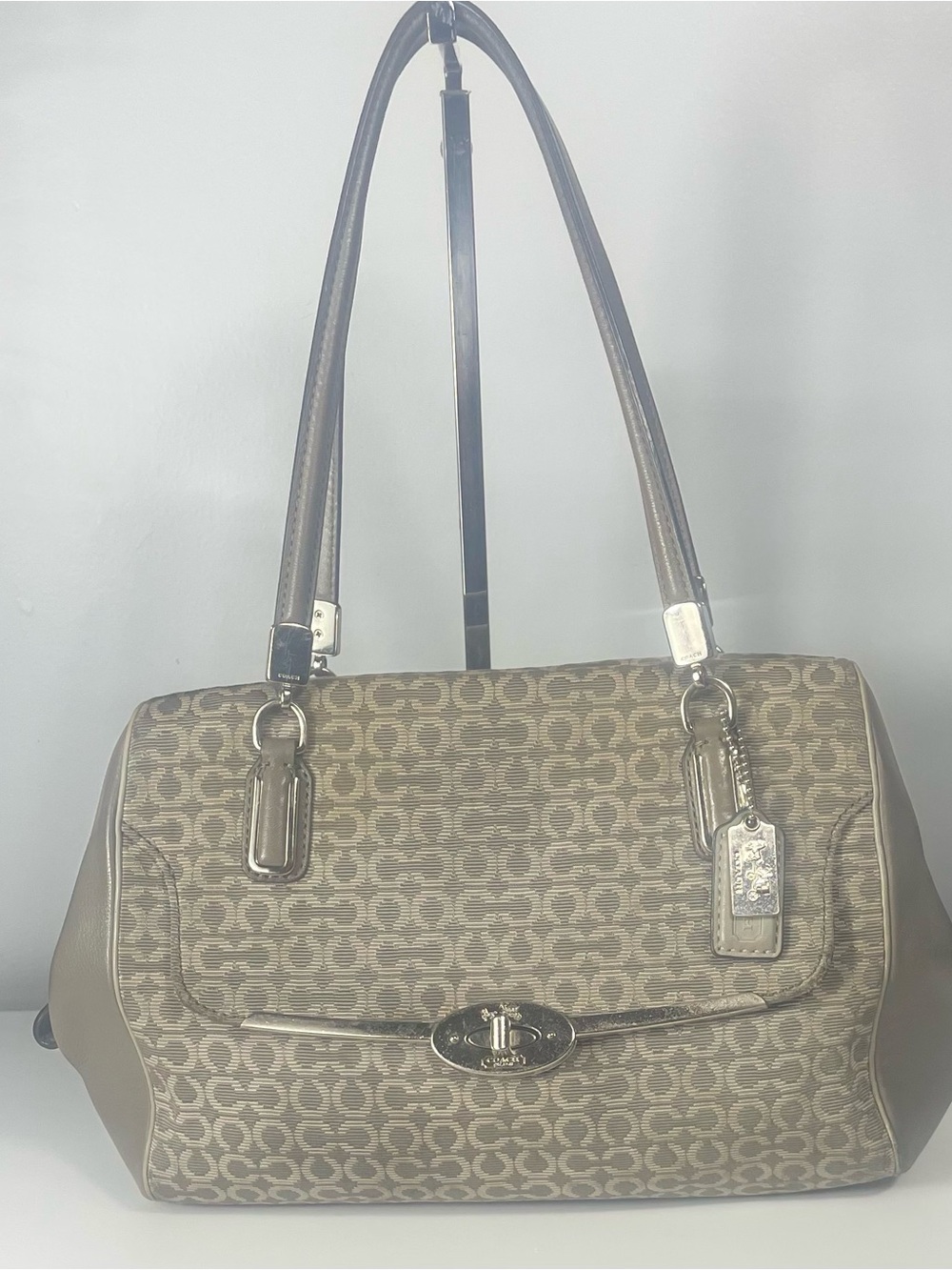 Coach Madison Needlepoint OP Art Satchel Y2K